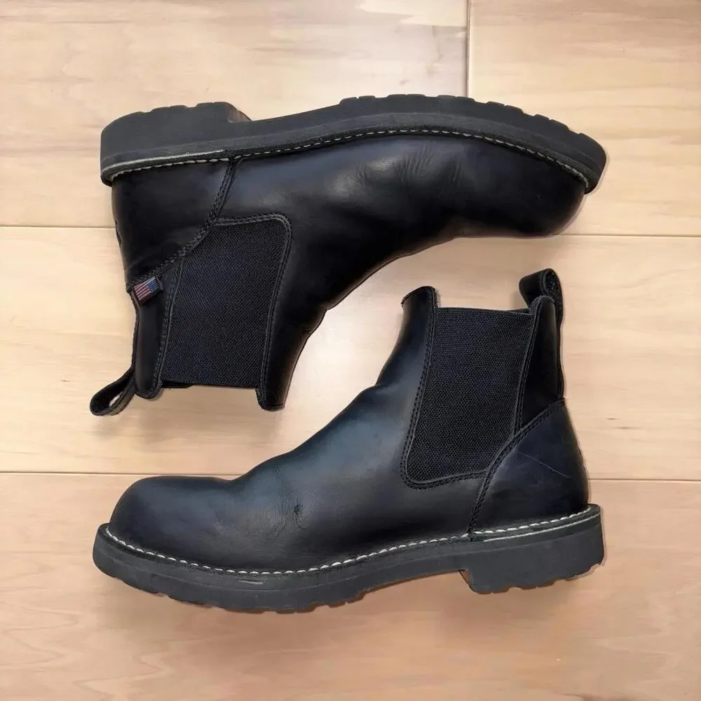 Danner Bull Run Chelsea 6 Black Work Boots Mens Size 12 EE Pull On Leather - Picture 3 of 8